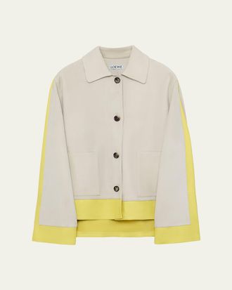 Loewe Turn Up Leather Colorblock Jacket
