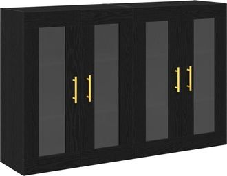 vidaXL Wall Mounted Cabinet 2 pcs Black oak 69.5 x 34 x 90 cm Vidaxl