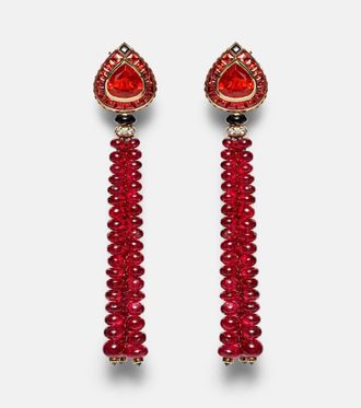 Marina B 18kt gold earrings with opal, sapphire, onyx, and diamonds