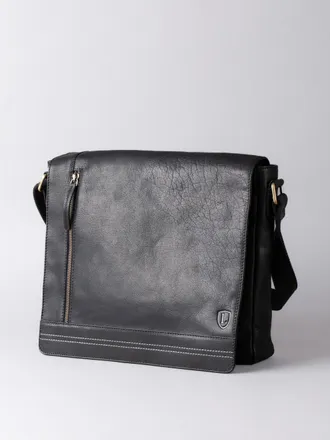 Lakeland Leather Mens Keswick Large Messenger Bag in Black