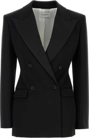 Givenchy Double-Breasted Tailored Blazer - Dames - Blazers - Zwart - S - Leer - Jassen