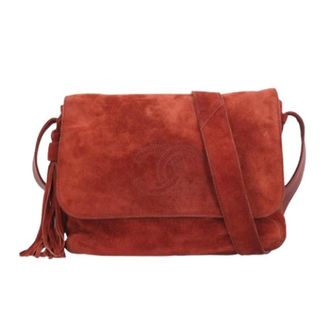 Chanel Pre-owned Cross Body Bags, female, Red, Size: ONE SIZE Pre-owned Vintage Suede Shoulder Bag