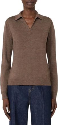 Max Mara Truien & Vesten, Dames, Bruin, XS, Wol, V-hals Breiwerk