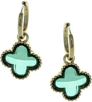 Olivia Welles Ayan Crystal Drop Huggie Hoop Earrings in Gold /Green at Nordstrom Rack