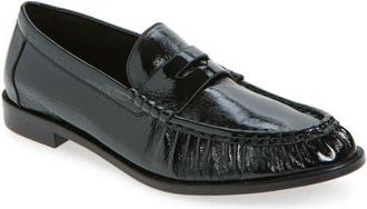 Jeffrey Campbell Stallone Penny Loafer in Black Crinkle Patent at Nordstrom, Size 5.5