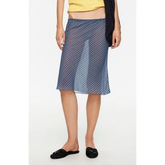 Lioness Shoreline Sheer Check Skirt in Smoke Check at Nordstrom, Size X-Small