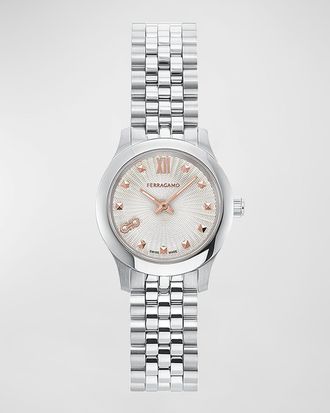 Ferragamo 25mm Ferragamo Duo Mini Watch with Silver Dial, Stainless Steel