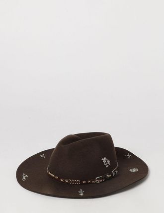 Golden Goose Wide-Brimmed Western Hat in Wool Felt with Geometric Embroidery