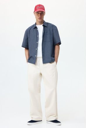 H&M Loose Fit Cotton Canvas Trousers in Cream at Nordstrom, Size Xx-Large