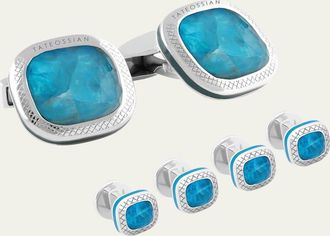 Tateossian Mens Apatite Doublet Cufflink Shirt Stud Set