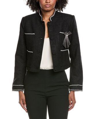 Gracia Crystal Embellished Cropped High Neck Jacket