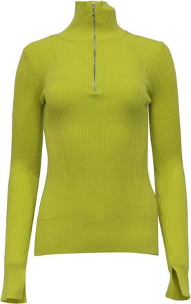 Ganni Ganni Ribbed Turtleneck Sweater in Yellow Merino Wool