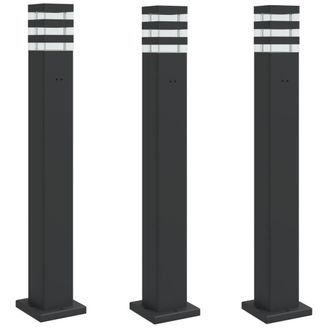 vidaXL Vidaxl - L&aacute;mparas Suelo Exterior Con Enchufe 3 Uds Aluminio Negro 80 Cm
