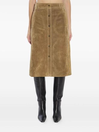 Arma Gonna midi Elen con bottoni automatici - Marrone