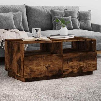 vidaXL Tavolino da Soggiorno con Luci led Rovere Fumo 90x49x40 cm - Vidaxl