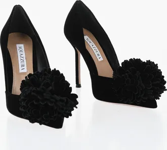 Aquazzura Velour COUTURIER Pumps with Maxi Pom Pom and 10.5 cm Heel Aquazzura