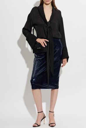 Tom Ford Sequin Skirt, Womens, Navy Blue