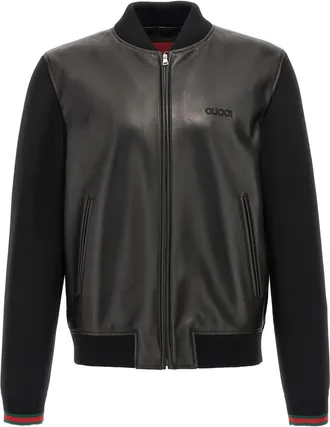Gucci Black Bimaterial bomber jacket