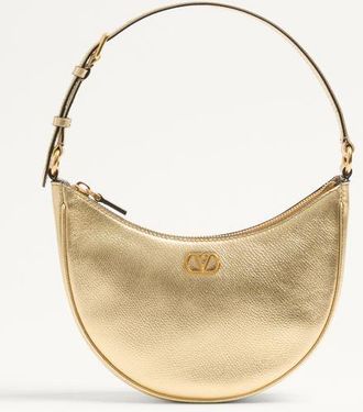 Valentino Garavani VLogo Signature Mini Hobo Bag In Laminated Grainy Calfskin Wo