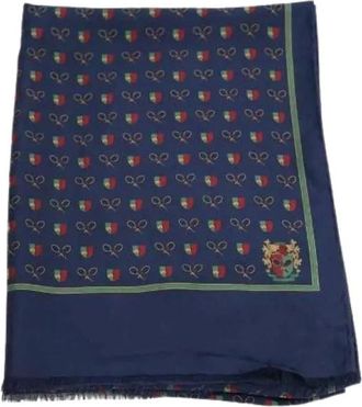 Dior Pre-owned Scarves, female, Blue, Size: ONE SIZE Pre-owned Vintage Silk Scarf