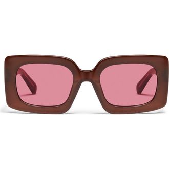 Quay Talk Show 53mm Square Sunglasses in Dark Brown/Magenta at Nordstrom