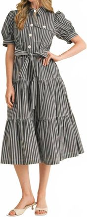 Merci Debbie Dress In Black And White Stripe