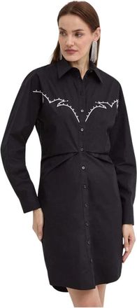Pinko Actors Shirtdress - Dames - Shirt Kleedjes - Zwart - S - Katoen - Kleedjes