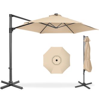 Best Choice Products 10ft 360&deg; Rotating Cantilever Easy Auto Open Patio Umbrella w/ Solar LED Lights