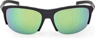 adidas 66mm Navigator Sunglasses in Matte Black /Green Mirror at Nordstrom