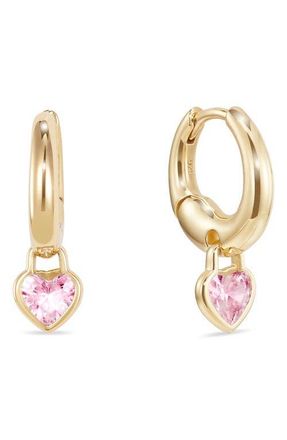 Dean Davidson Cherie Heart Charm Huggie Hoop Earrings in Pink at Nordstrom