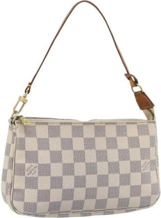 Louis Vuitton Pre-owned Damier Azur Pouch - Dames - Vintage Handtas - Wit - ONE Size - Leer - Vintage