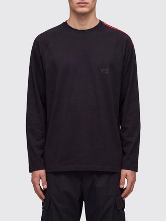 Yohji Yamamoto T-shirt relaxed fit in cotone a maniche lunghe con logo tono su tono