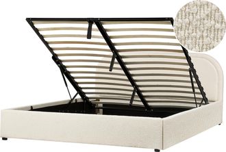 Beliani Cama Moderna Con Almacenaje De Boucl&eacute; Beige Claro 160 X 200 Cm Quillien