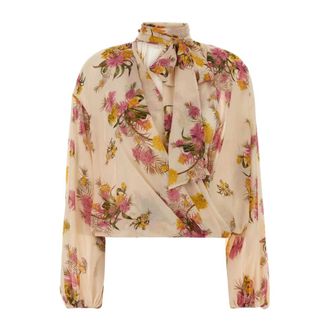 Blumarine Blouses, female, Multicolor, Size: XS Print Georgette Top