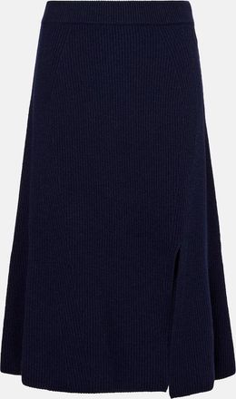 Moncler Gonna midi in lana e cashmere a coste