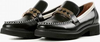 All Black Womens Clip & Stitch Loafers In Black