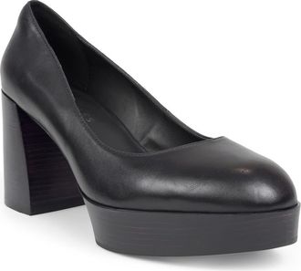 Aerosoles Zarina Platform Pump in Black Leather at Nordstrom, Size 8.5