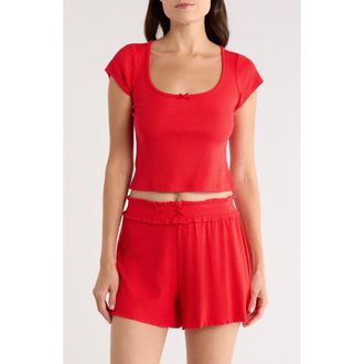 Kilo Brava Print Short Sleeve Pajama Top in Scarlett Dot at Nordstrom, Size 3X-Large