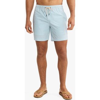 Fair Harbor The Bayberry Swim Trunks in Seapine Seersucker at Nordstrom, Size Xx-Large