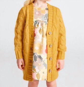 MAYORAL Honey Braided Knit Cardigan In Yellow