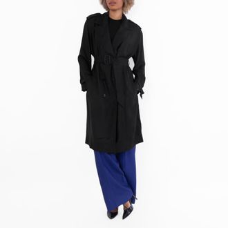 Saint Laurent Silk Trench Coat, Brand Size 40 ( US Size 8 )