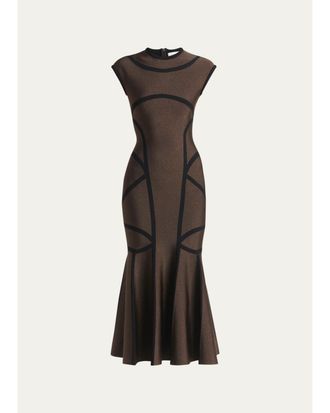 Alexander McQueen Geometric Trumpet Midi Dress