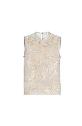 Brunello Cucinelli Top with dazzling seabed embroidery in Beige at Nordstrom, Size 4X-Large Eu
