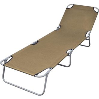 vidaXL Foldable Sunlounger with Adjustable Backrest Taupe vidaXL