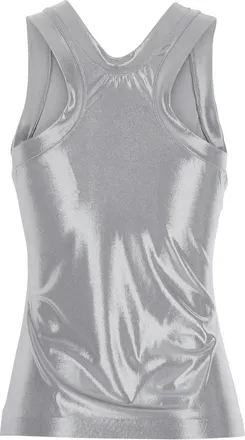 Norma Kamali Womens T-Shirt Racer Metallic Cotton Top