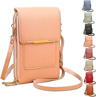 Generic 2026 New Anti-Theft Leather Bag for Women, Womens Touch Screen Mobile Phone Messenger Bag, Fashion Key Change Bag (Light Pink)