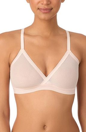 DKNY Sheer Stripe Triangle Bralette in Rosewater at Nordstrom, Size X-Large