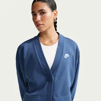 Nike Womens Nike Sportswear Club Fleece Loose Cardigan in Blue | IF5455-461