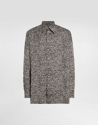 Dolce & Gabbana Chiffon Shirt With Bouclé Print - Man Shirts Multicolor 37