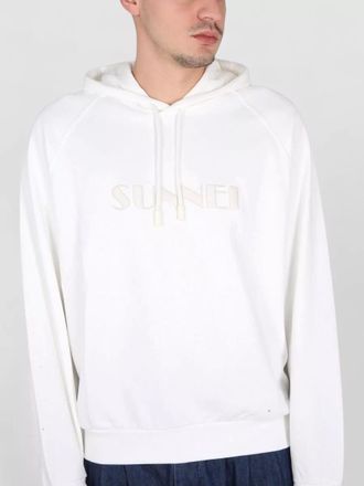 Sunnei cotton logo embroidered hoodie